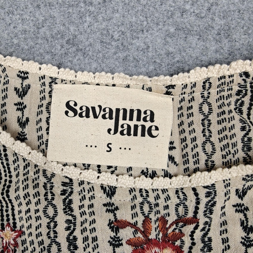 Savanna Jane Blouse Womens Small Multicolor Embroidered Boho Tunic Top New - Picture 3 of 9